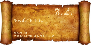 Novák Lia névjegykártya